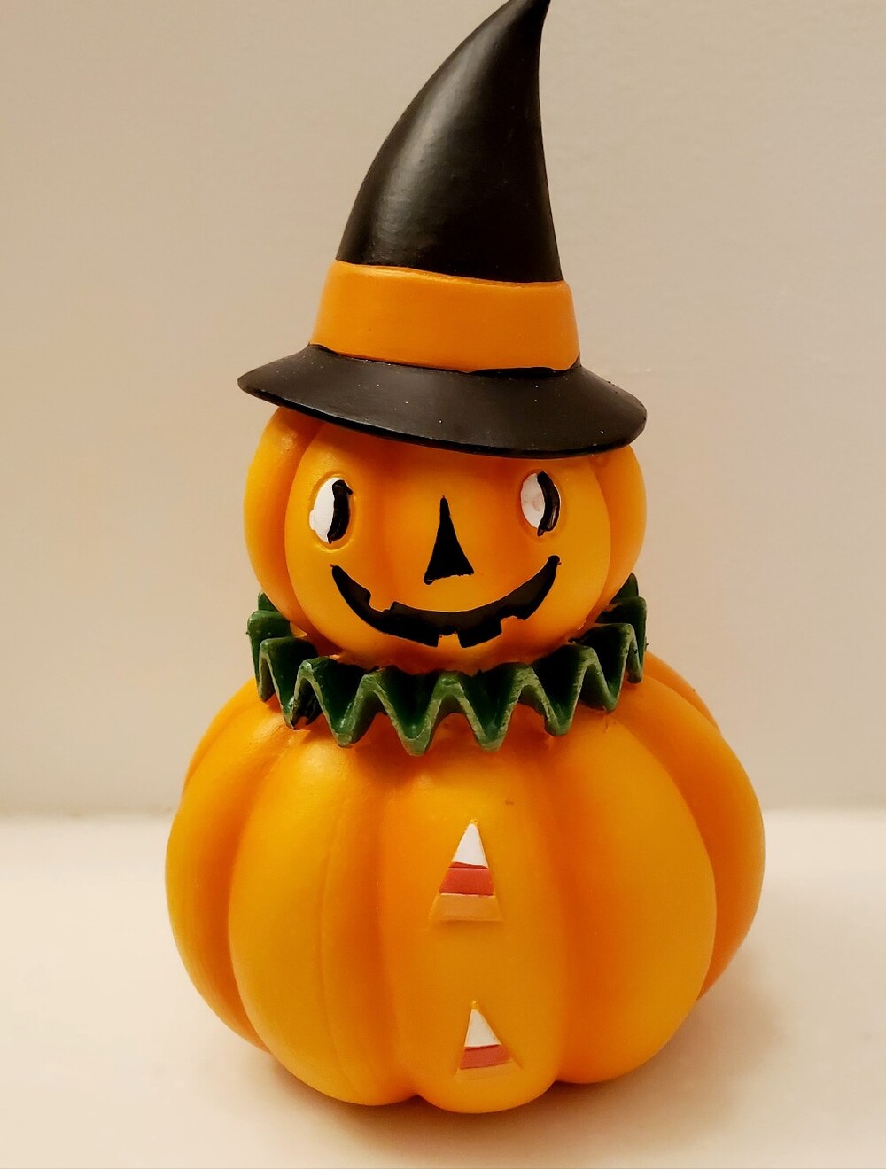 Halloween Orange Pumpkin Witch Figurine Holiday Home Accent, 7.25 Inches Tall